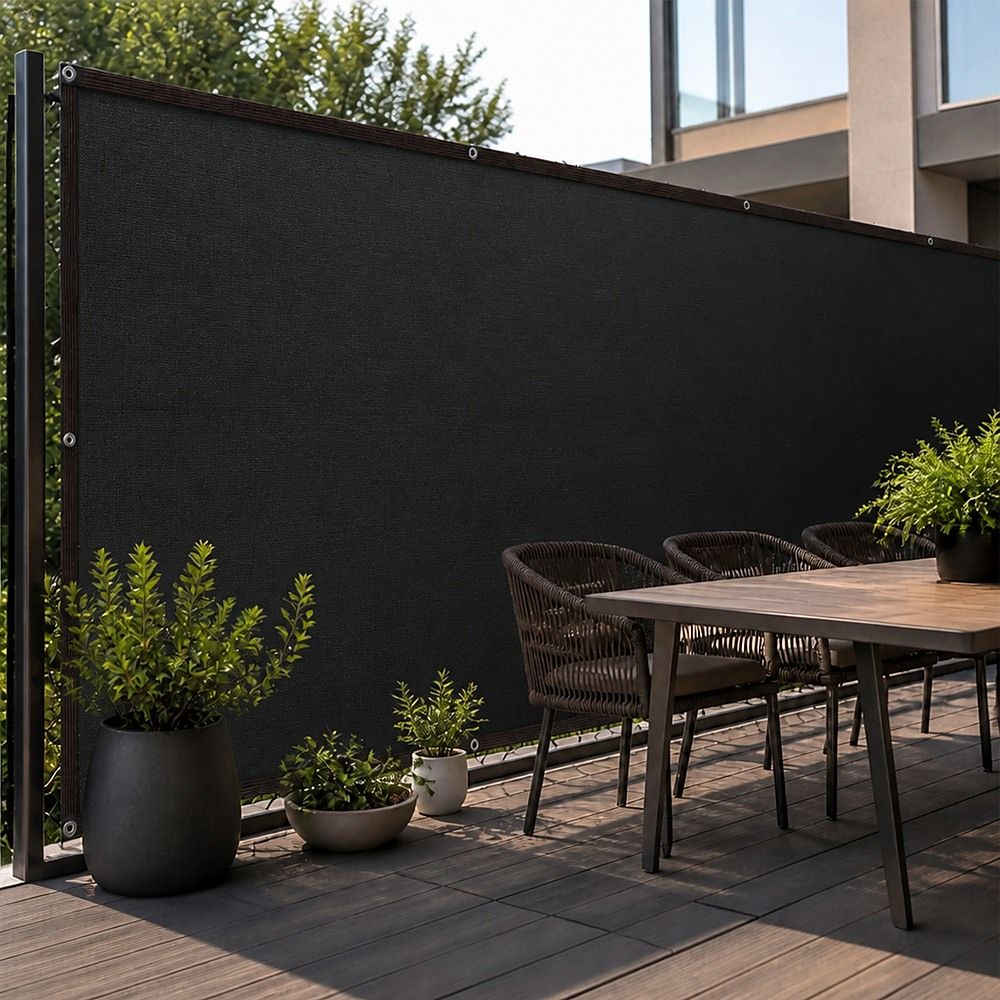 Fence Privacy Screen – 15mx2m Black HDPE Mesh Windscreen Bedworld