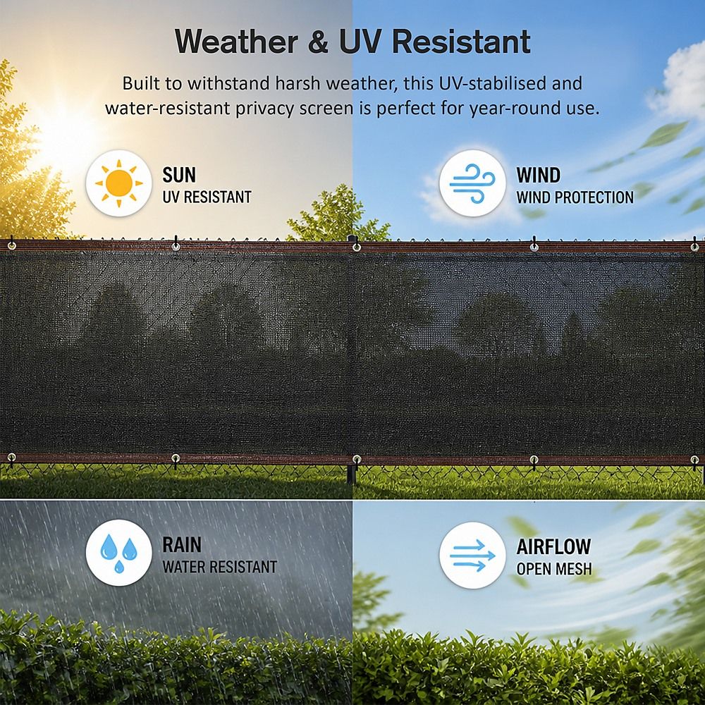 Fence Privacy Screen – 15mx2m Black HDPE Mesh Windscreen Bedworld