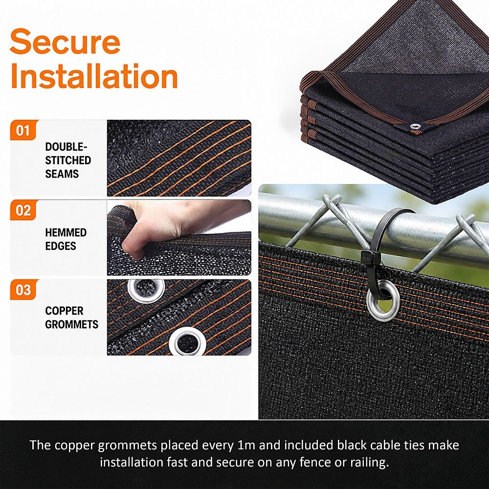 Fence Privacy Screen – 15mx2m Black HDPE Mesh Windscreen Bedworld