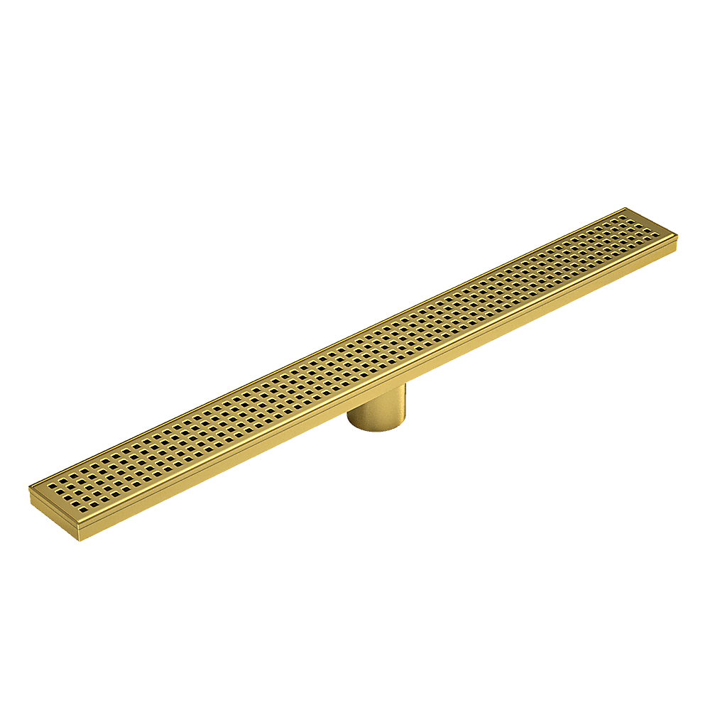 900mm Bathroom Shower Brushed Brass Grate Drain