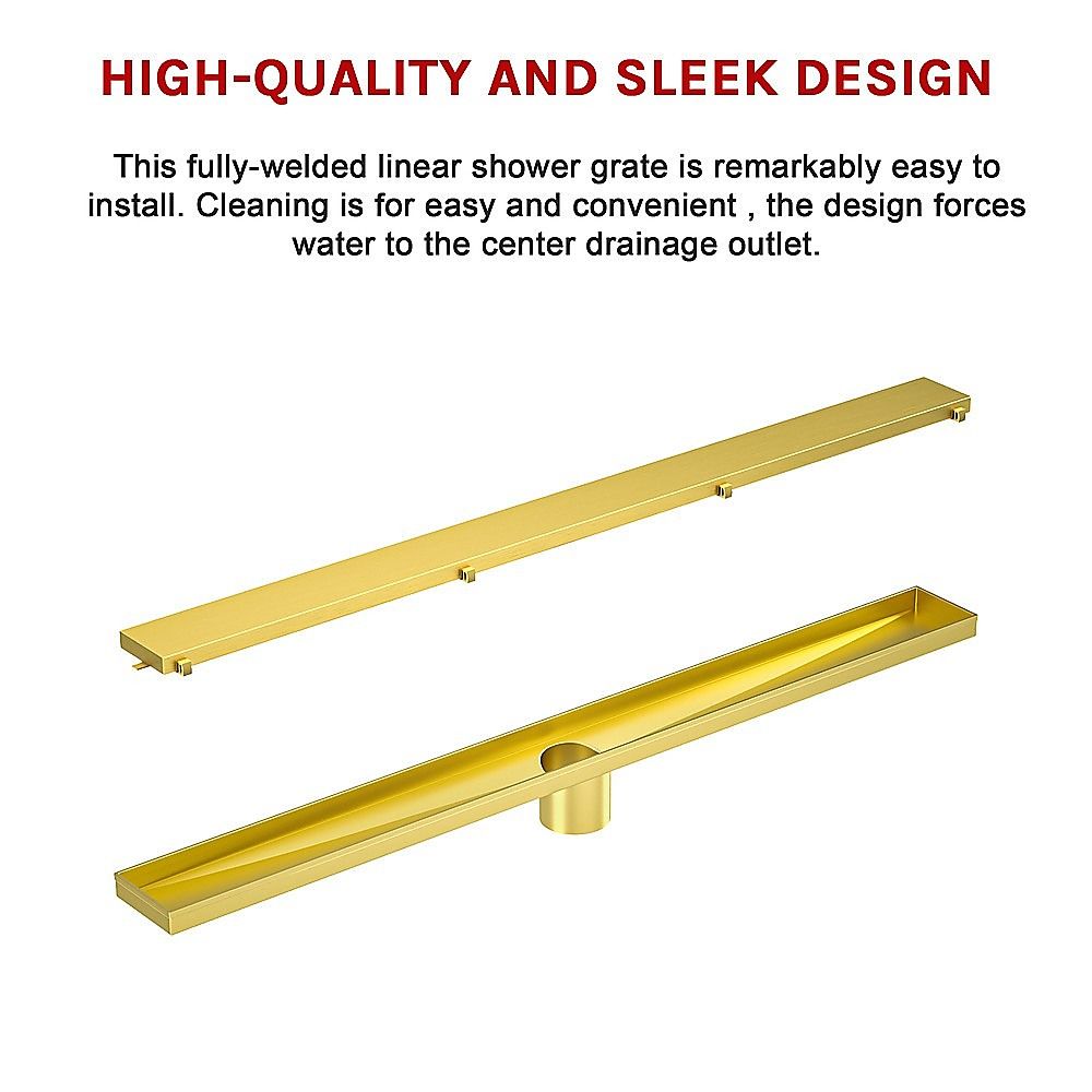 Tile Insert Shower Grate – 80cm Brass Drain with Centre Outlet Bedworld