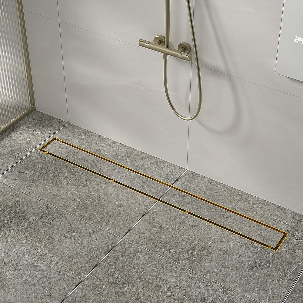 Tile Insert Shower Grate – 100cm Brass Drain with Centre Outlet Bedworld