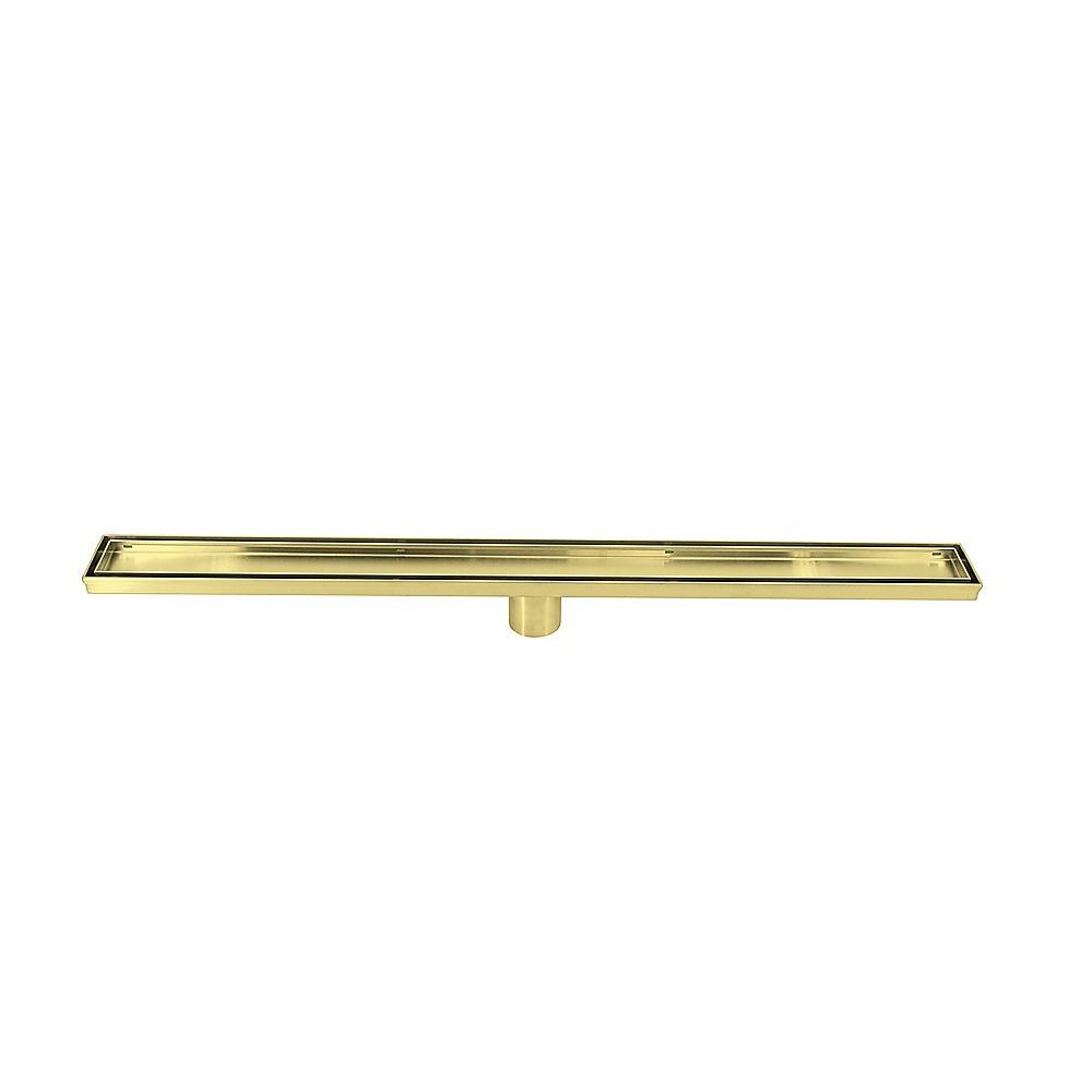 Tile Insert Shower Grate – 100cm Brass Drain with Centre Outlet Bedworld