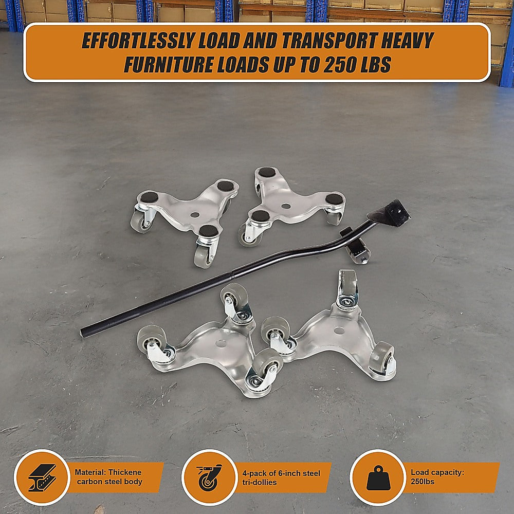 4 X All-purpose Dolly Metal Heavy Duty Furniture Mover Slider Set