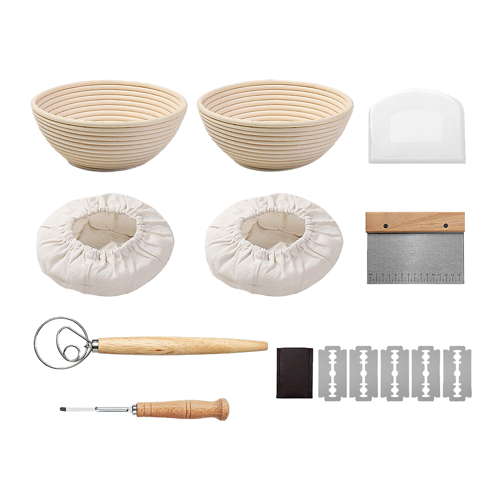 2 x 9" Sourdough Bread Proofing Set Bread Making Kit Round Bowls Bedworld