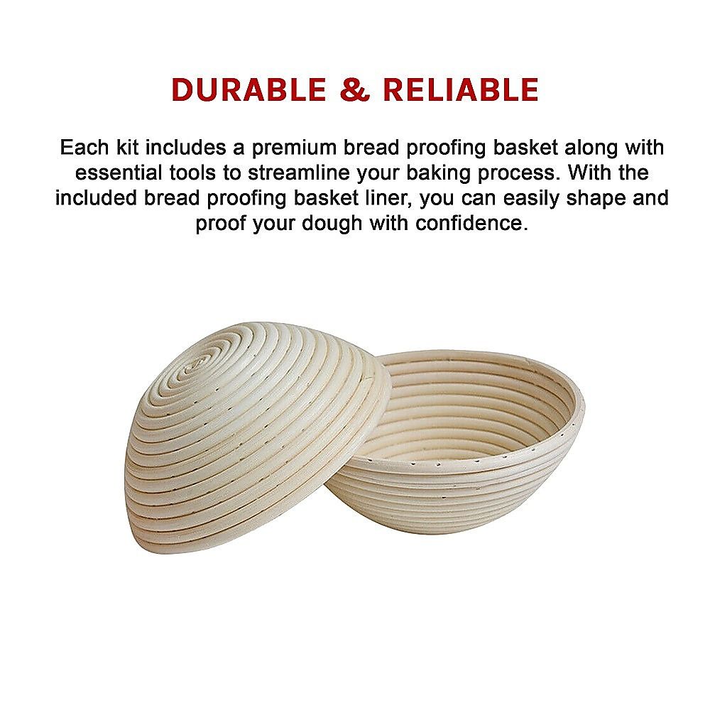 2 x 9" Sourdough Bread Proofing Set Bread Making Kit Round Bowls Bedworld