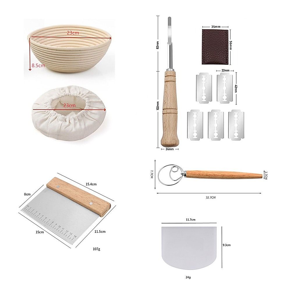 2 x 9" Sourdough Bread Proofing Set Bread Making Kit Round Bowls Bedworld