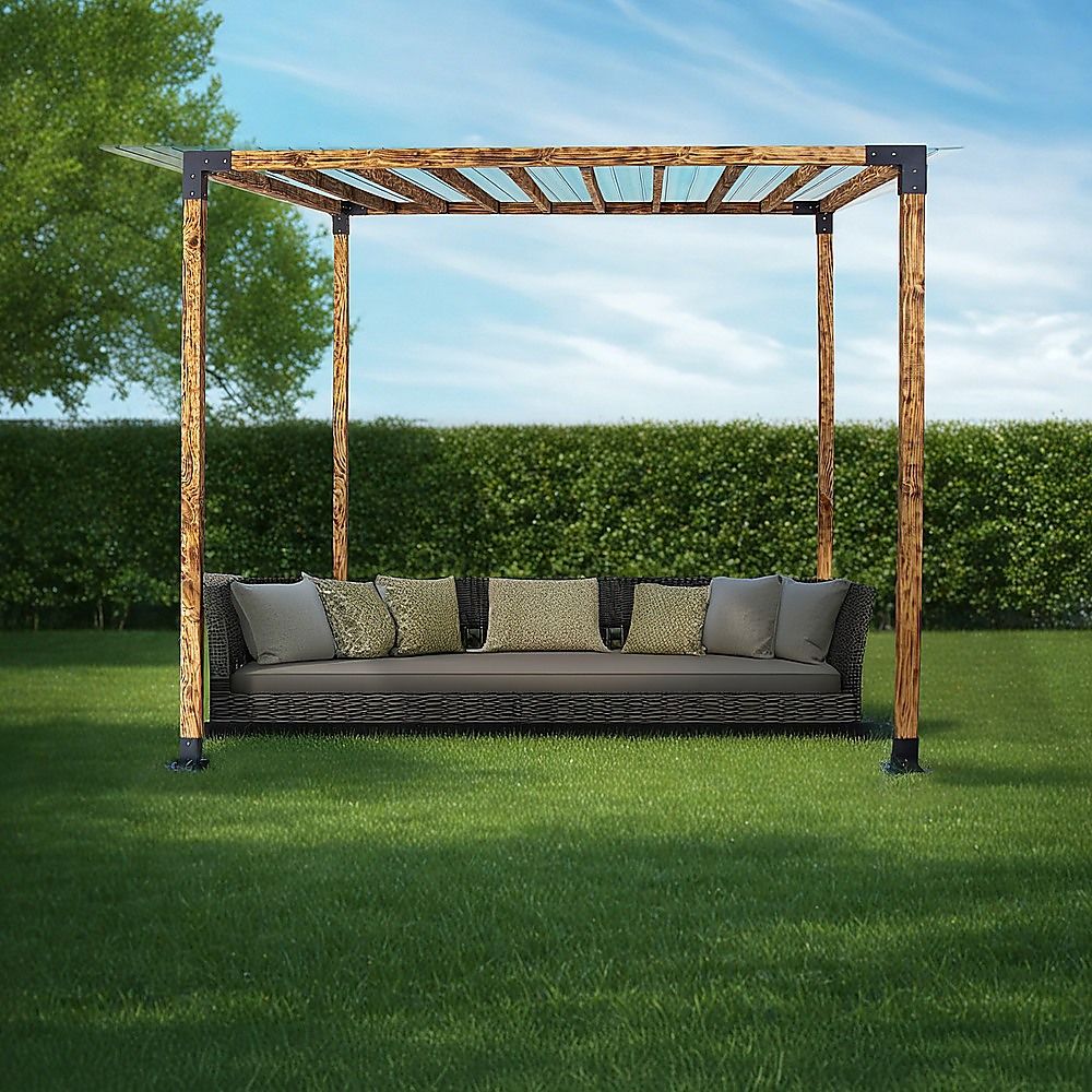 Roof Pergola Gazebo Shed Matte Black Steel Brackets DIY Kits Bedworld