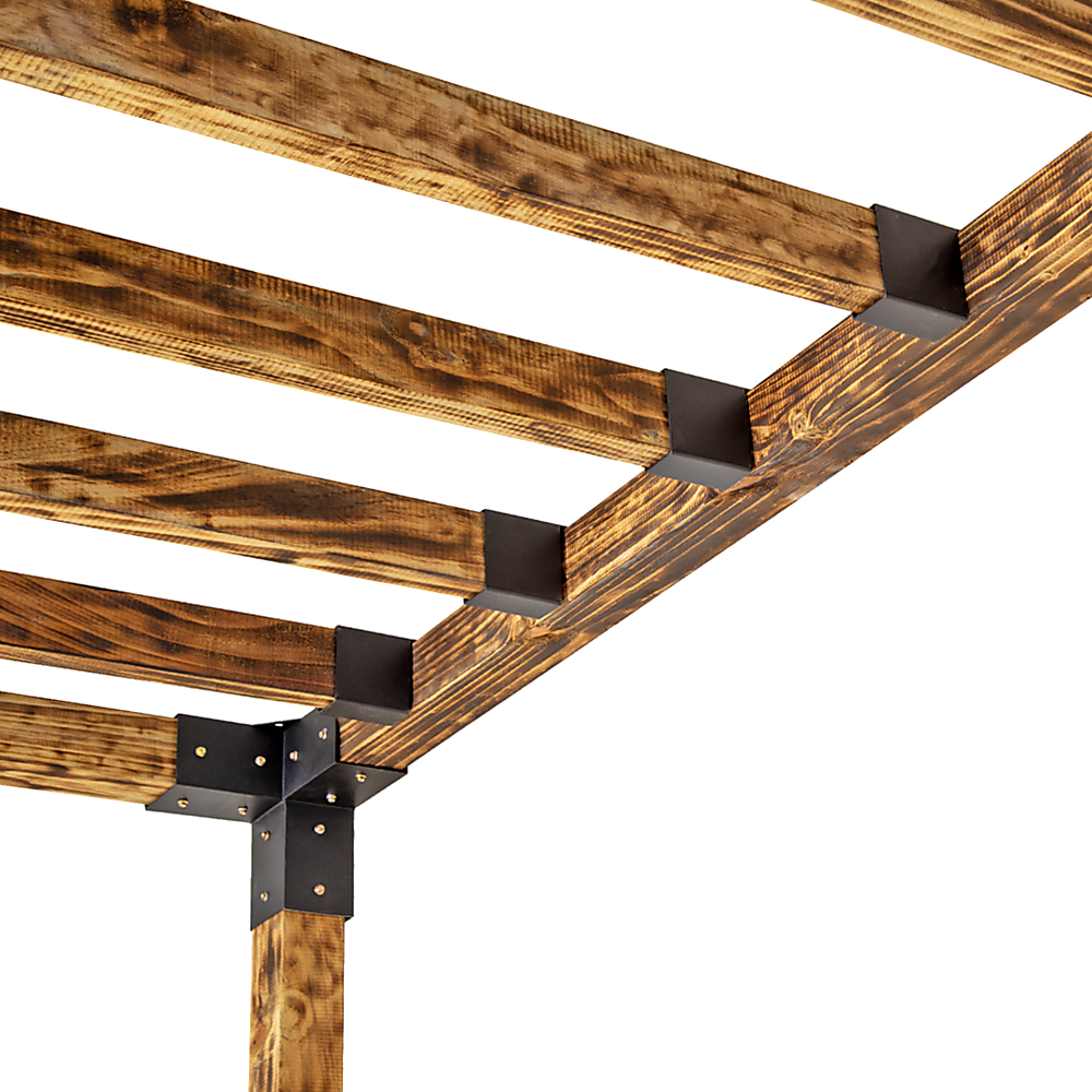 Roof Pergola Gazebo Shed Matte Black Steel Brackets DIY Kits Bedworld