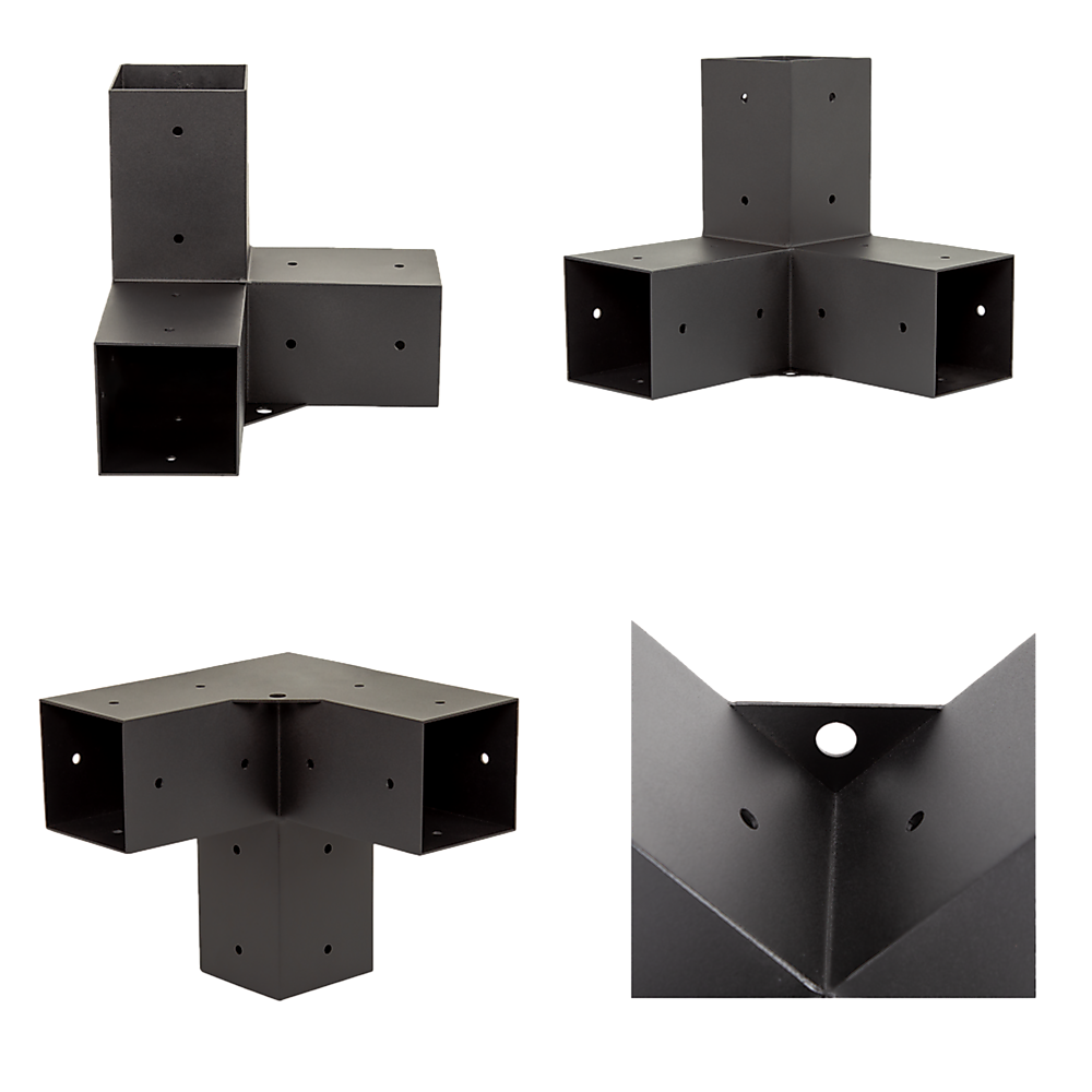 Roof Pergola Gazebo Shed Matte Black Steel Brackets DIY Kits Bedworld