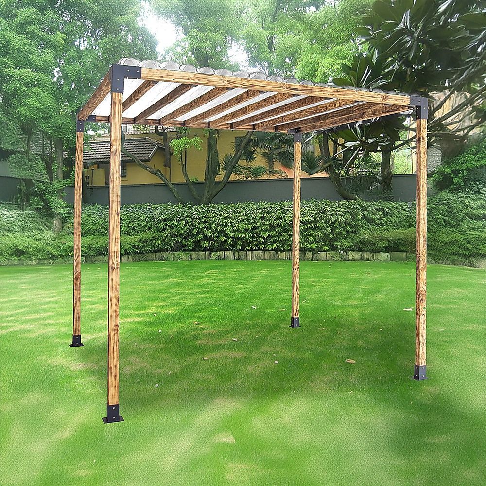Roof Pergola Gazebo Shed Matte Black Steel Brackets DIY Kits Bedworld