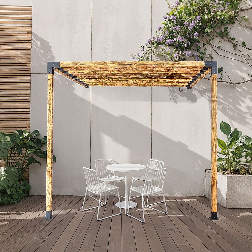 Roof Pergola Gazebo Shed Matte Black Steel Brackets DIY Kits Bedworld