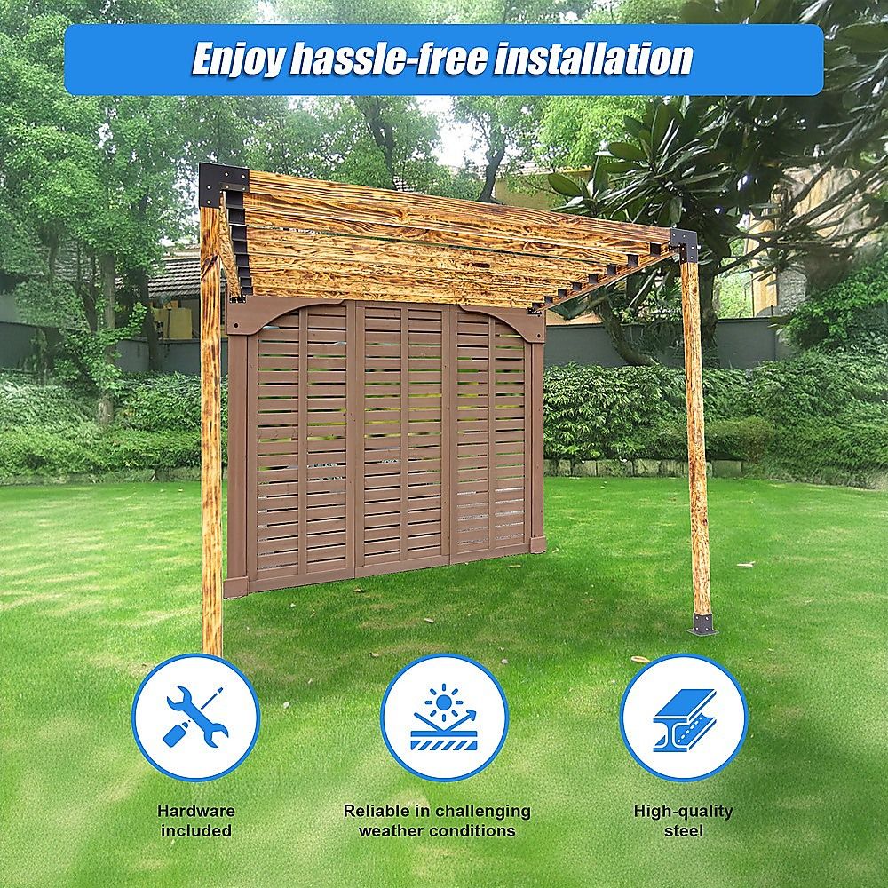Roof Pergola Gazebo Shed Matte Black Steel Brackets DIY Kits Bedworld