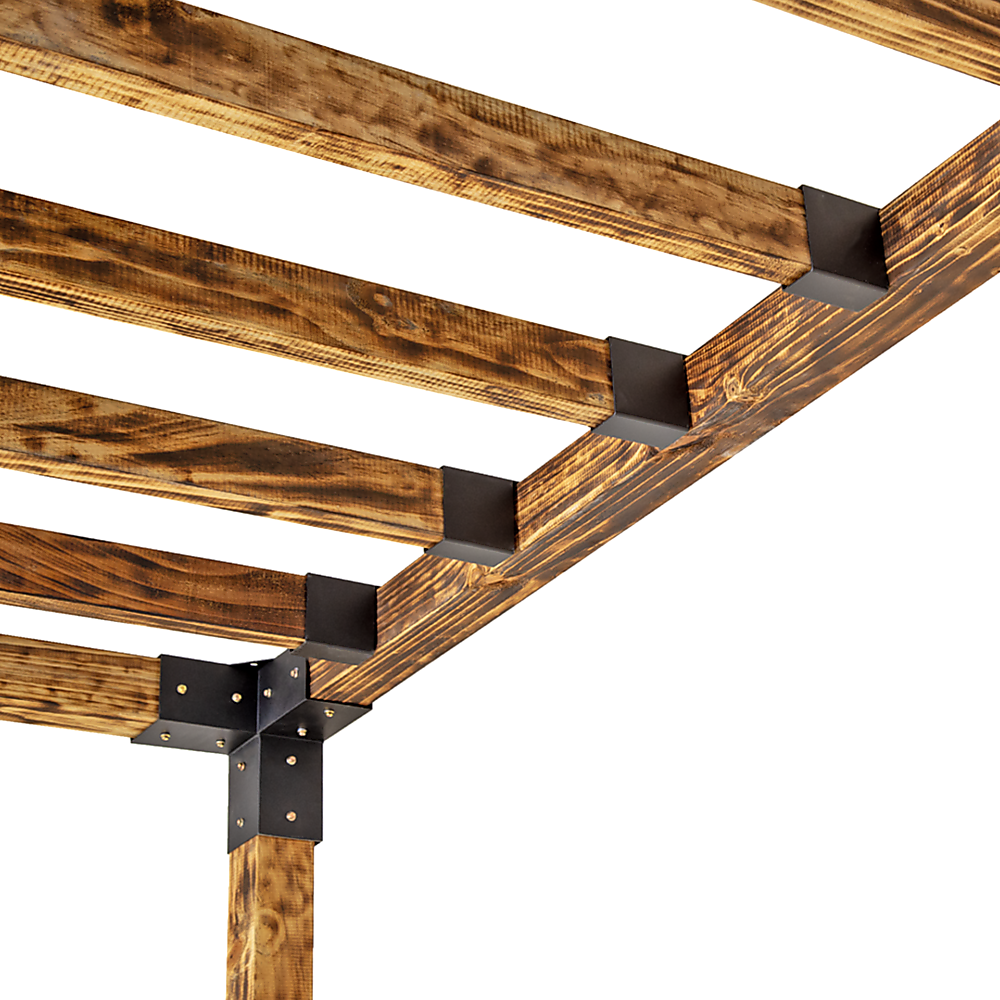 Roof Pergola Gazebo Shed Matte Black Steel Brackets DIY Kits Bedworld
