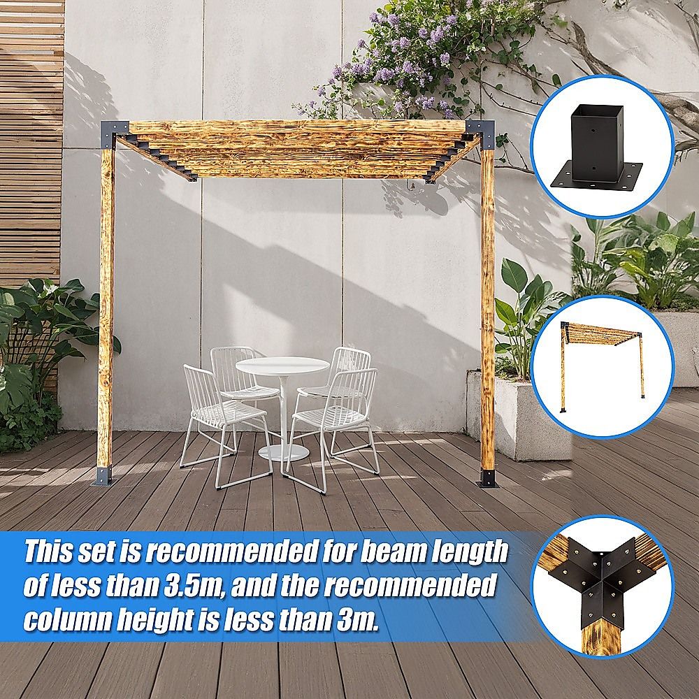 Roof Pergola Gazebo Shed Matte Black Steel Brackets DIY Kits Bedworld