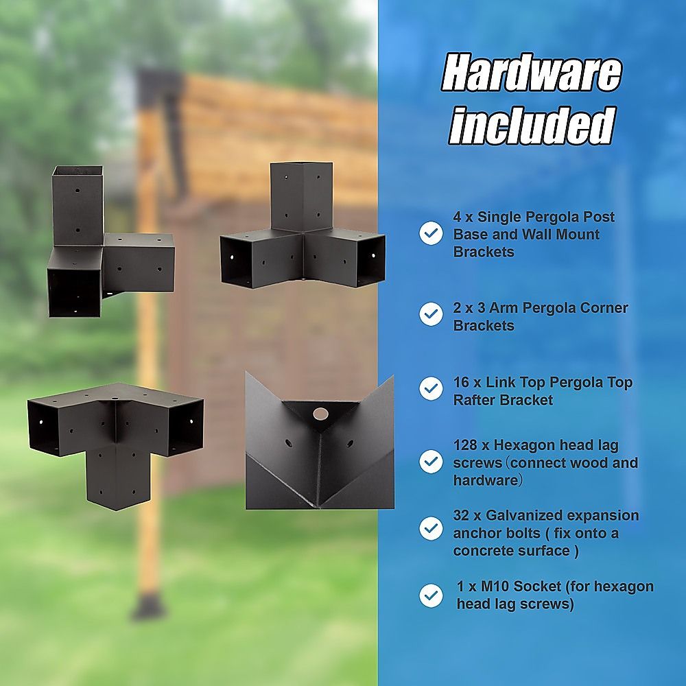 Roof Pergola Gazebo Shed Matte Black Steel Brackets DIY Kits Bedworld