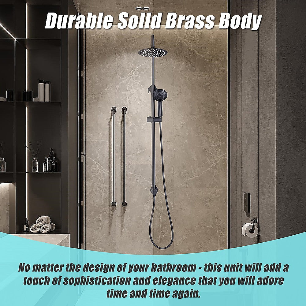 Matte black rain shower set with round rain head and handheld sprayer