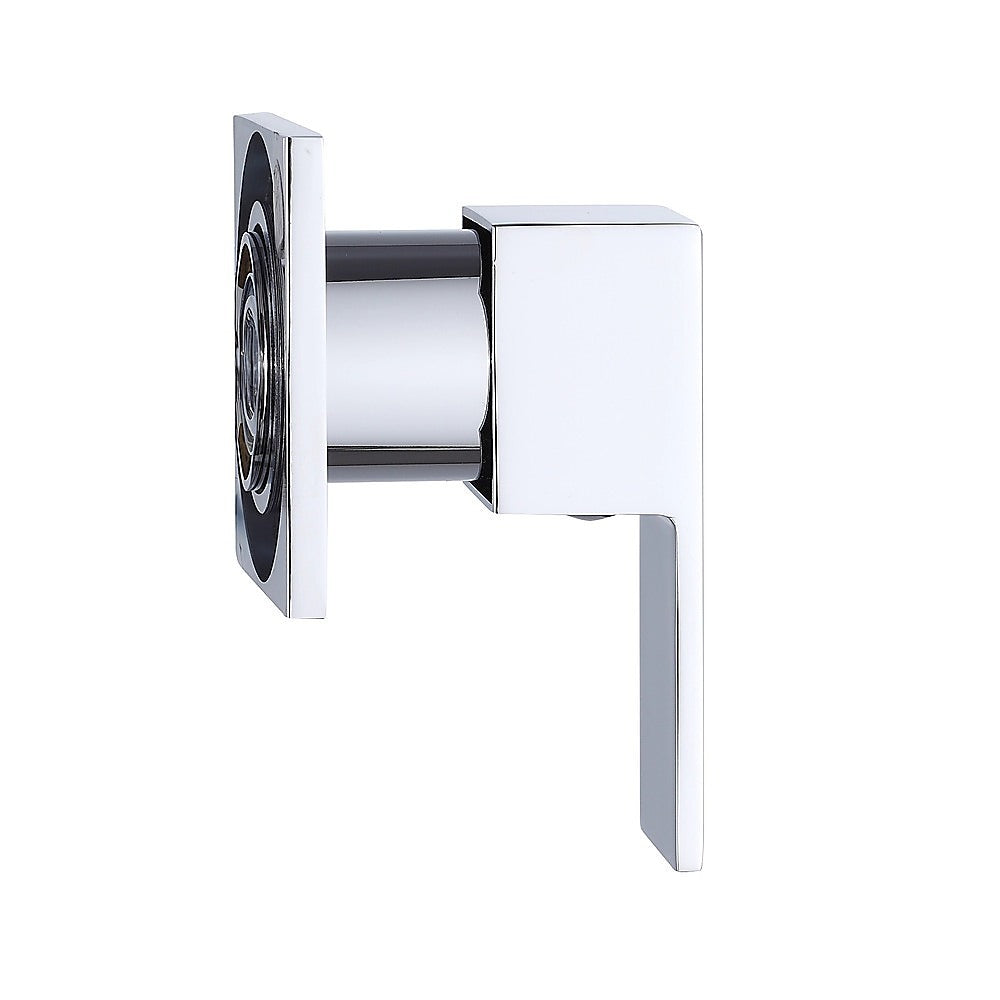 Square chrome shower mixer with dual control body and cylindrical knob