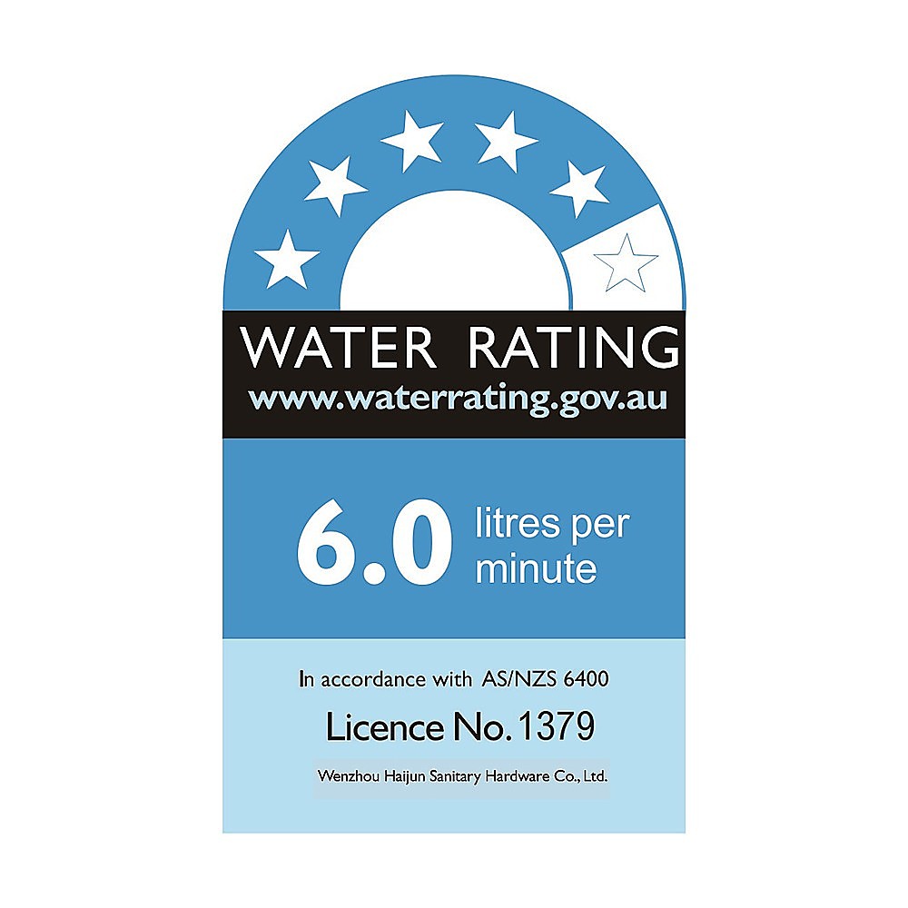 Water rating label for 6.0 litres per minute mixer tap faucet