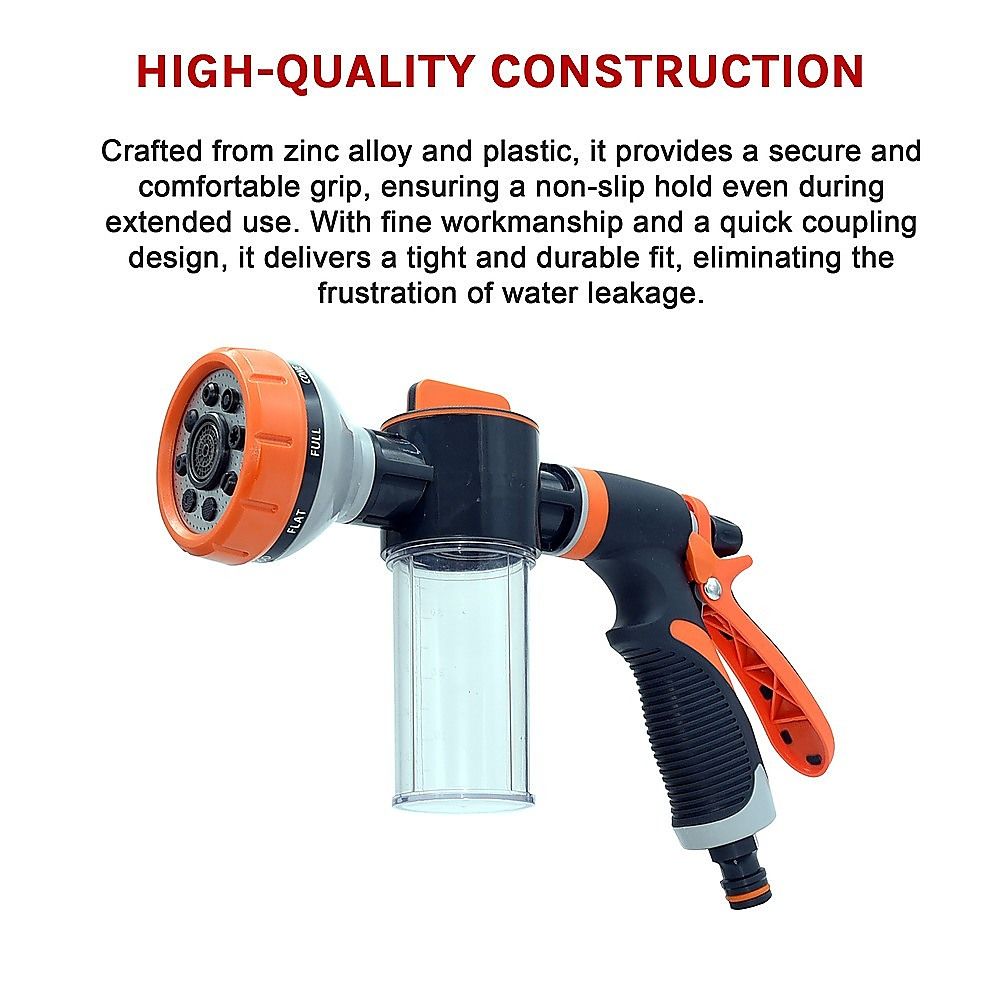 Multipurpose garden hose nozzle sprayer with spray-head selector and transparent cup