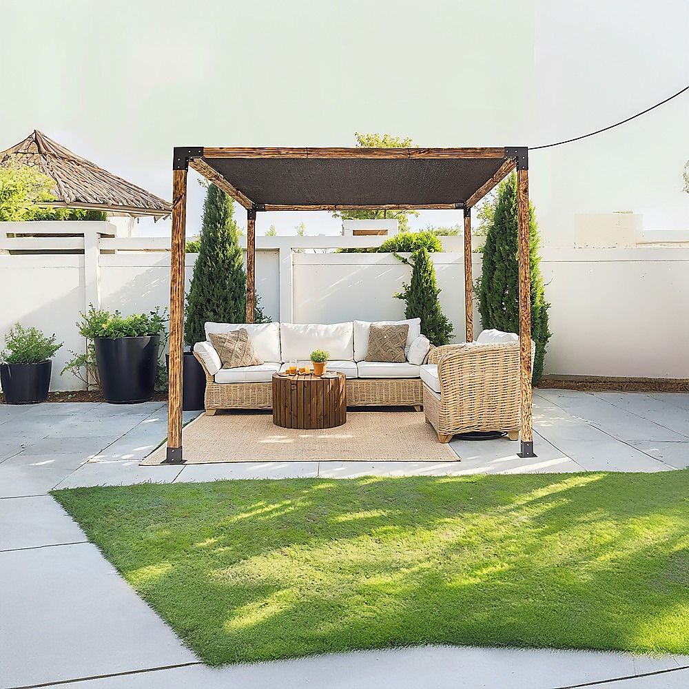 Roof Pergola Gazebo Shed Matte Black Steel Brackets and Black Screen DIY Kits Bedworld