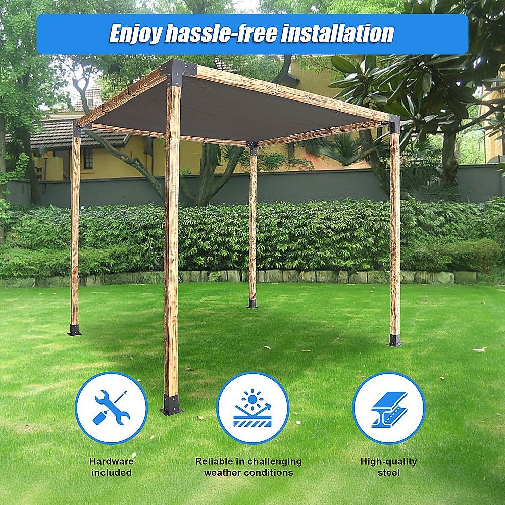 Roof Pergola Gazebo Shed Matte Black Steel Brackets and Black Screen DIY Kits Bedworld