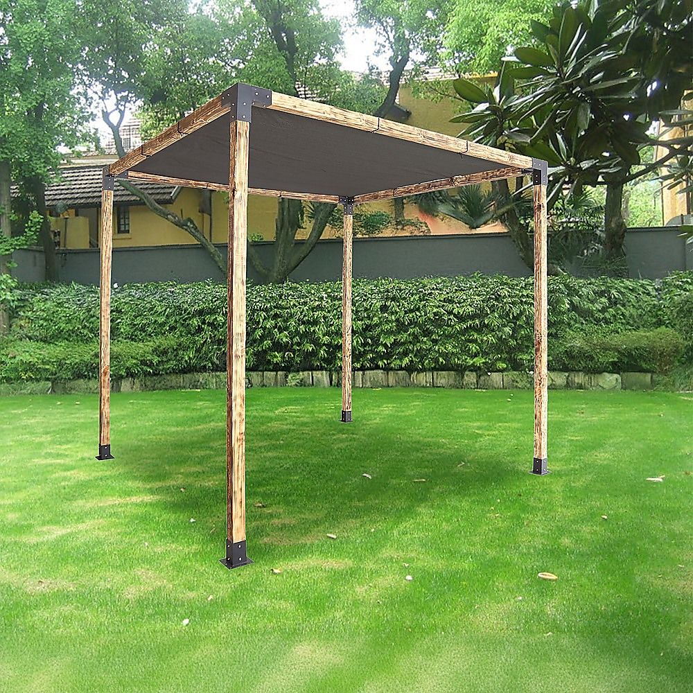 Roof Pergola Gazebo Shed Matte Black Steel Brackets and Black Screen DIY Kits Bedworld