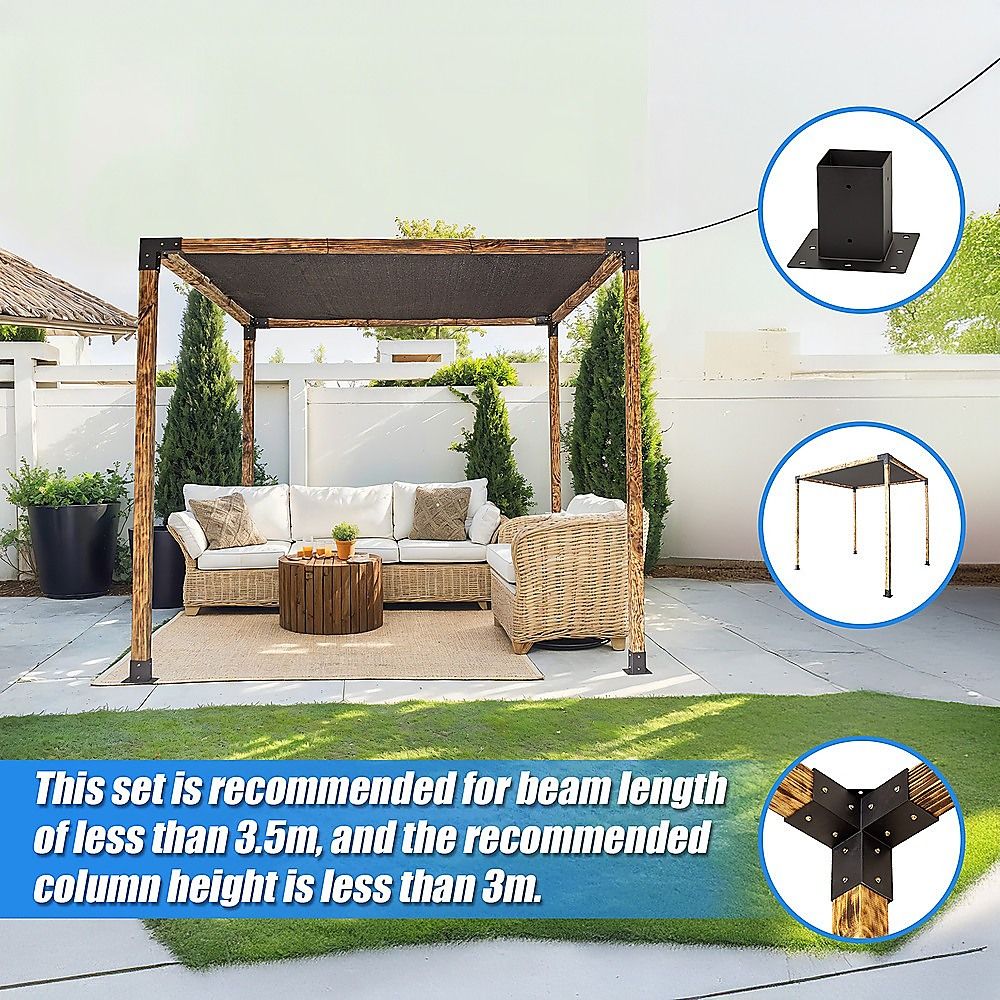 Roof Pergola Gazebo Shed Matte Black Steel Brackets and Black Screen DIY Kits Bedworld