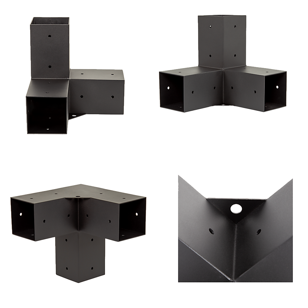 Roof Pergola Gazebo Shed Matte Black Steel Brackets and Black Screen DIY Kits Bedworld