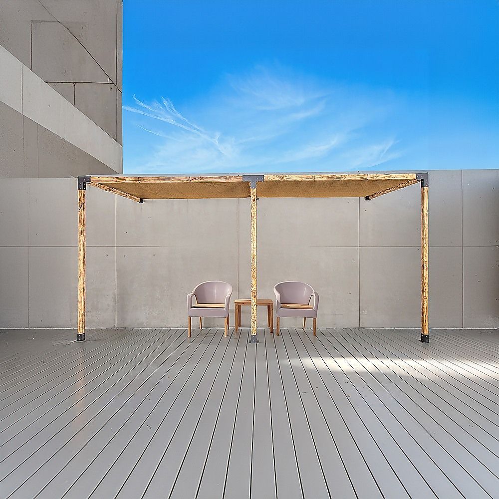 Roof Pergola Gazebo Shed Matte Black Steel Brackets and Coffee Screens DIY Kits Bedworld