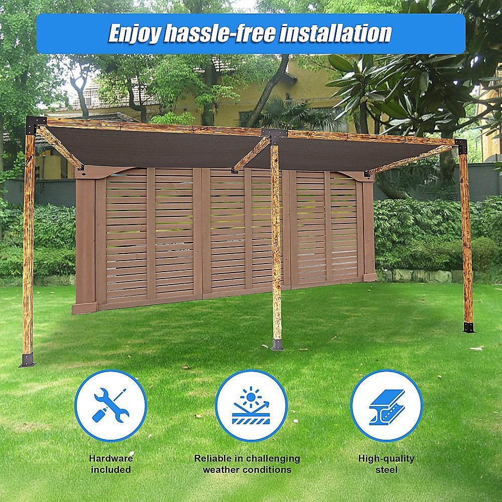 Roof Pergola Gazebo Shed Matte Black Steel Brackets and Coffee Screens DIY Kits Bedworld