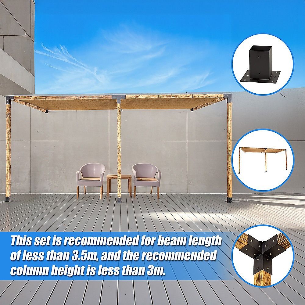 Roof Pergola Gazebo Shed Matte Black Steel Brackets and Coffee Screens DIY Kits Bedworld