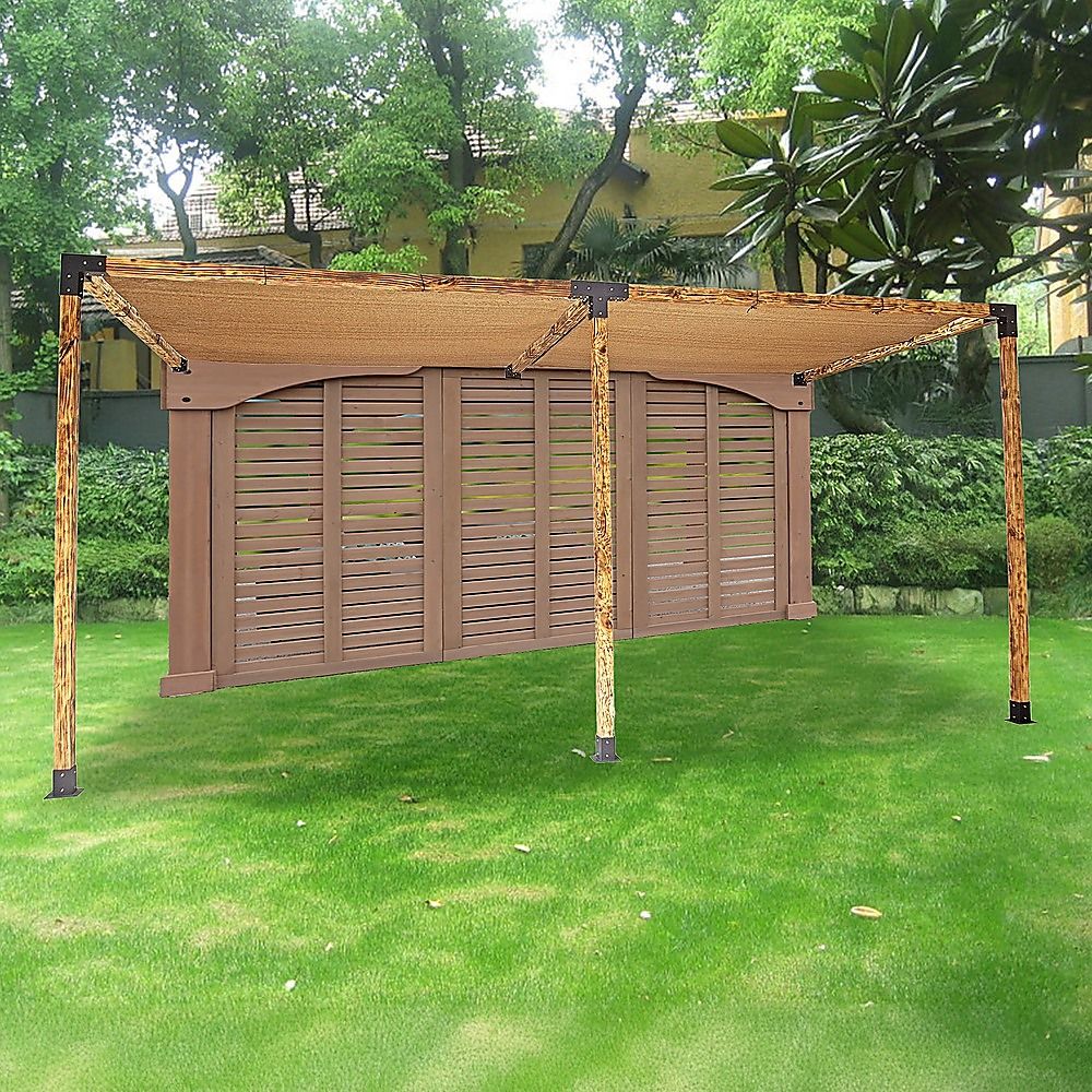 Roof Pergola Gazebo Shed Matte Black Steel Brackets and Coffee Screens DIY Kits Bedworld