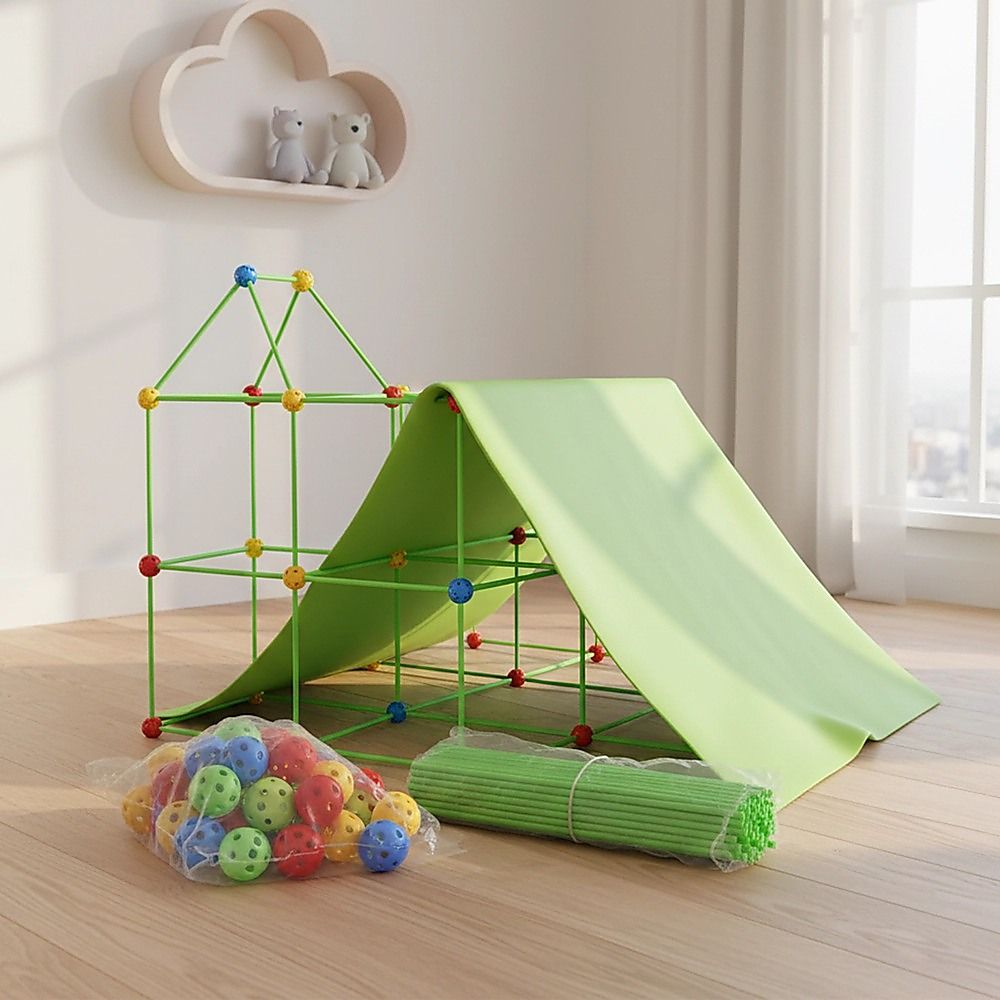 217pcs Kids Construction Fort Building Kit Castles 3D Play House Tent Toys Bedworld