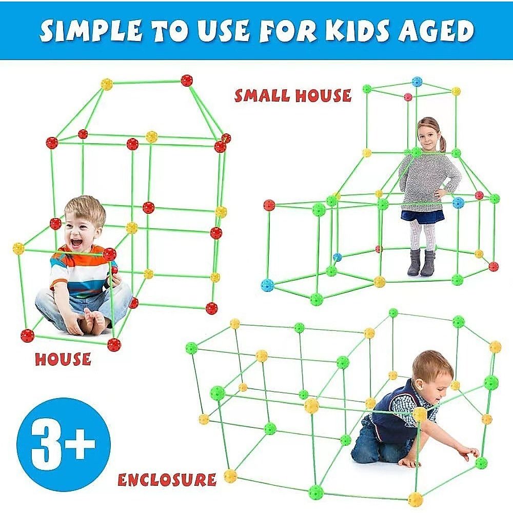 217pcs Kids Construction Fort Building Kit Castles 3D Play House Tent Toys Bedworld