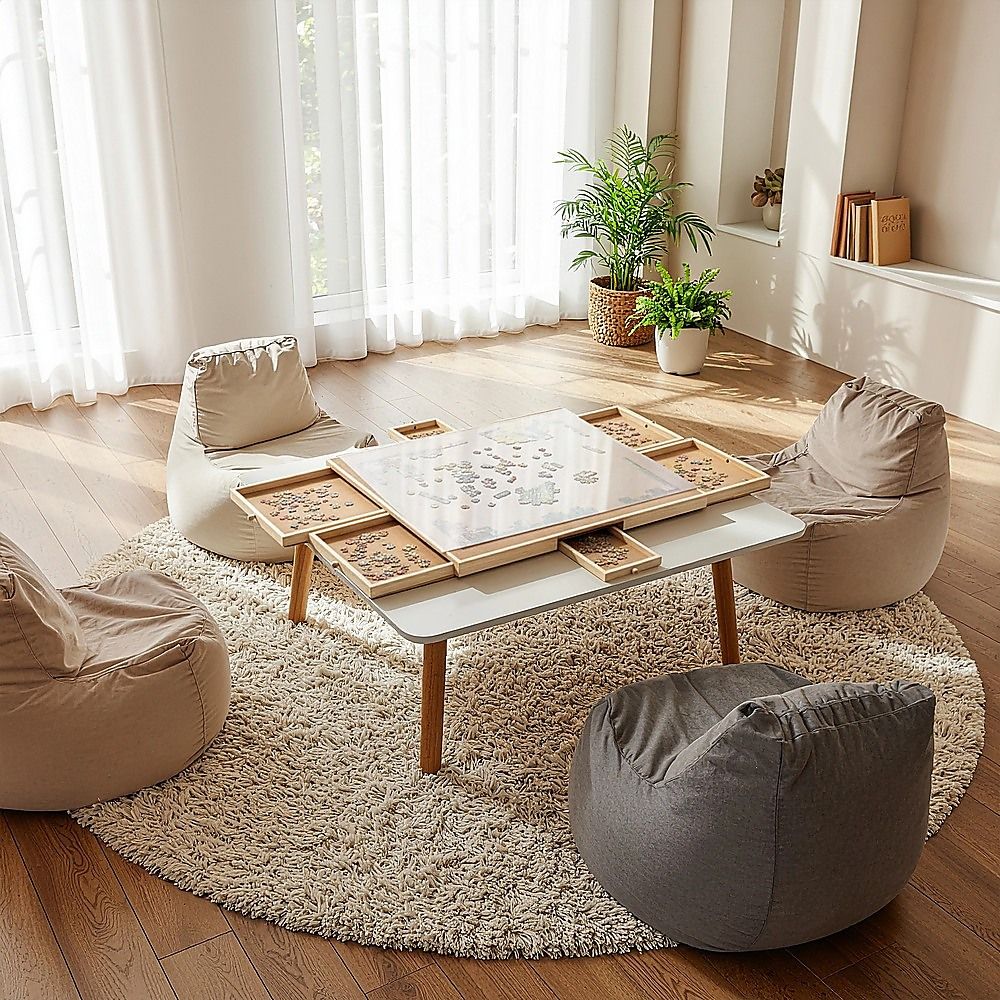 1500 Piece Rotating Wooden Jigsaw Puzzle Table 6 Drawers Board Bedworld