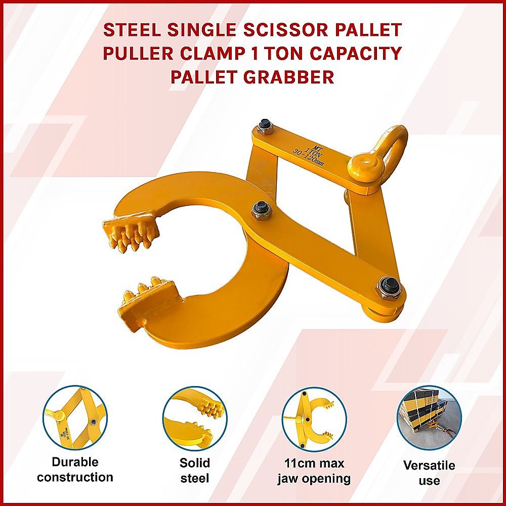Steel Single Scissor Pallet Puller Clamp 1 Ton Capacity Pallet Grabber