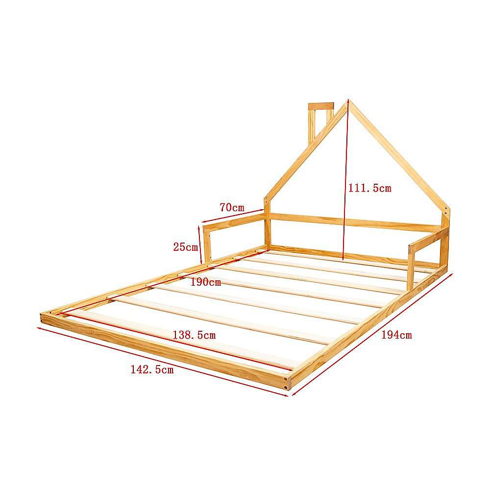 Pine Wood Floor Bed House Frame