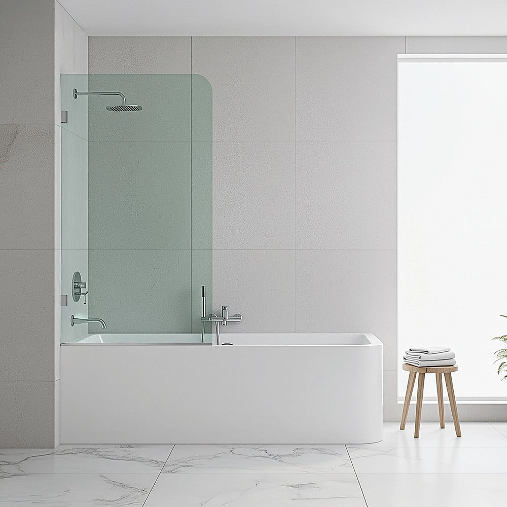 70cm Frameless Glass Bath Screen with F-Brackets - Black