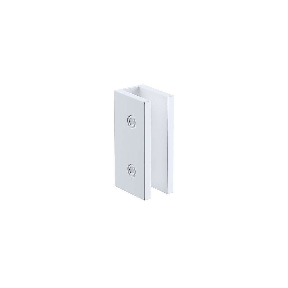 90cm Wall to Wall Frameless Shower Screen – White Wall & Floor U Brackets with SS Hinges & Square Knob Handle