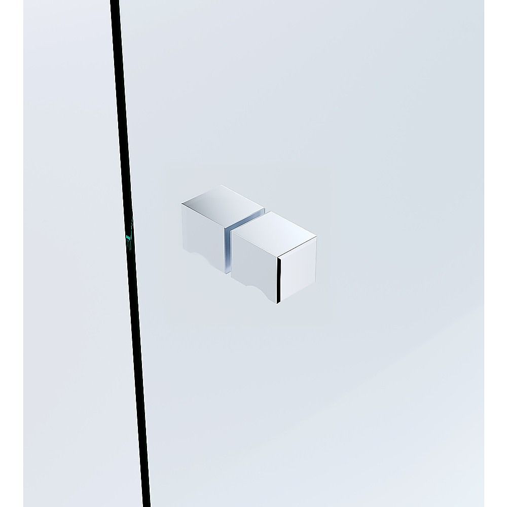 Square knob shower screen hinge handle on chrome stainless-steel bracket for glass edge