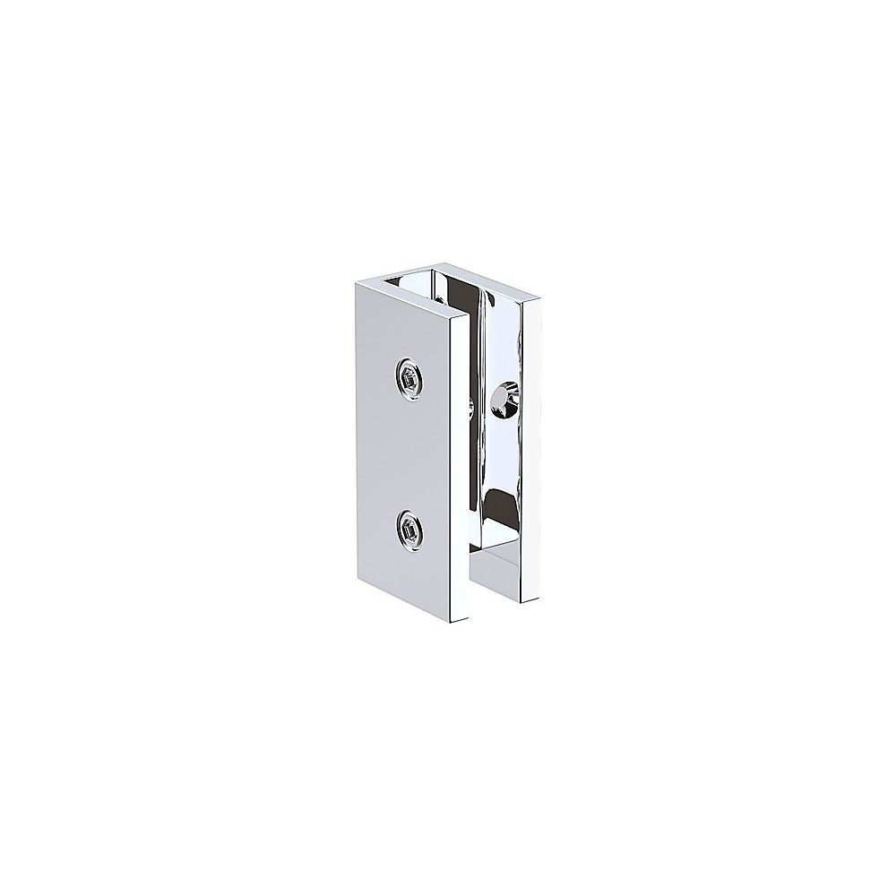 Chrome shower screen hinge bracket plates with mounting holes and screws