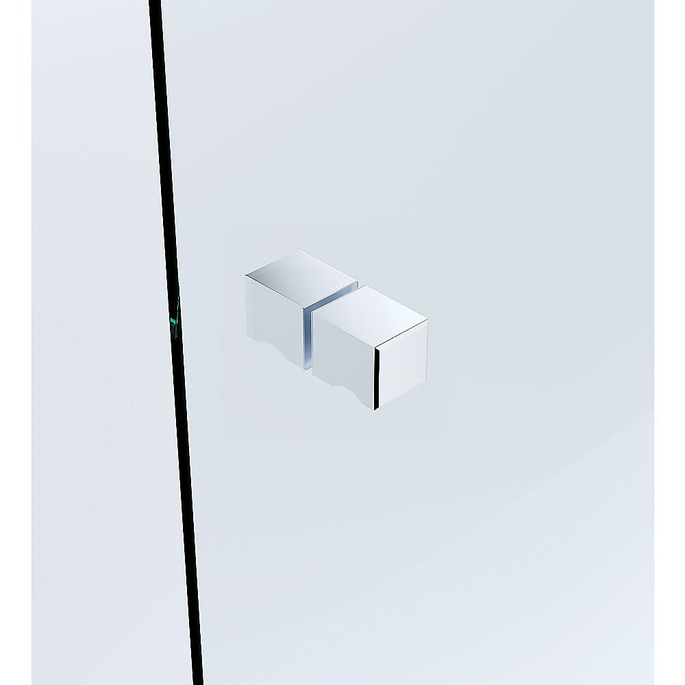 120cm Wall-to-Wall Frameless Shower Screen – Chrome U-Brackets and Floor U-Bracket with SS Hinges & Square Knob Handle