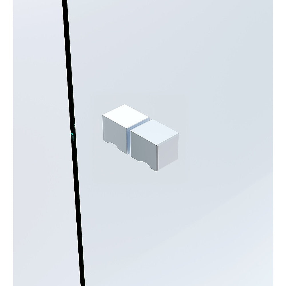 120cm Wall-to-Wall Frameless Shower Screen – White U-Brackets with SS Hinges & Square Knob Handle