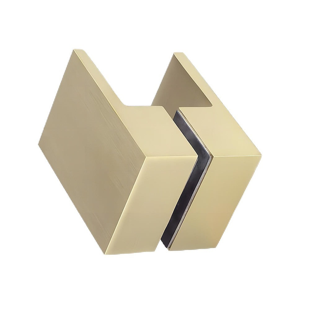 90cm Wall-to-Wall Frameless Shower Screen – Gold U-Brackets with SS Hinges & Square Double Pull Handle