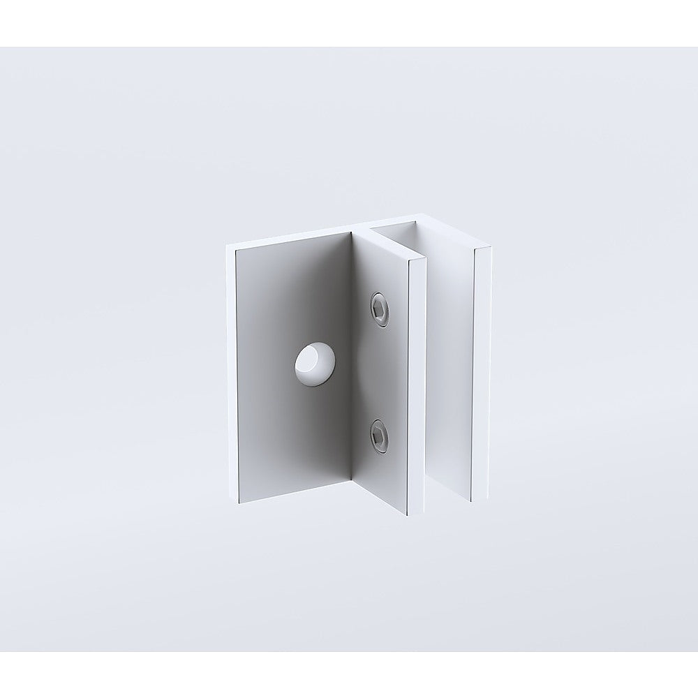 100cm Wall-to-Wall Frameless Shower Screen – White F-Brackets with SS Hinges & Square Double Pull Handle