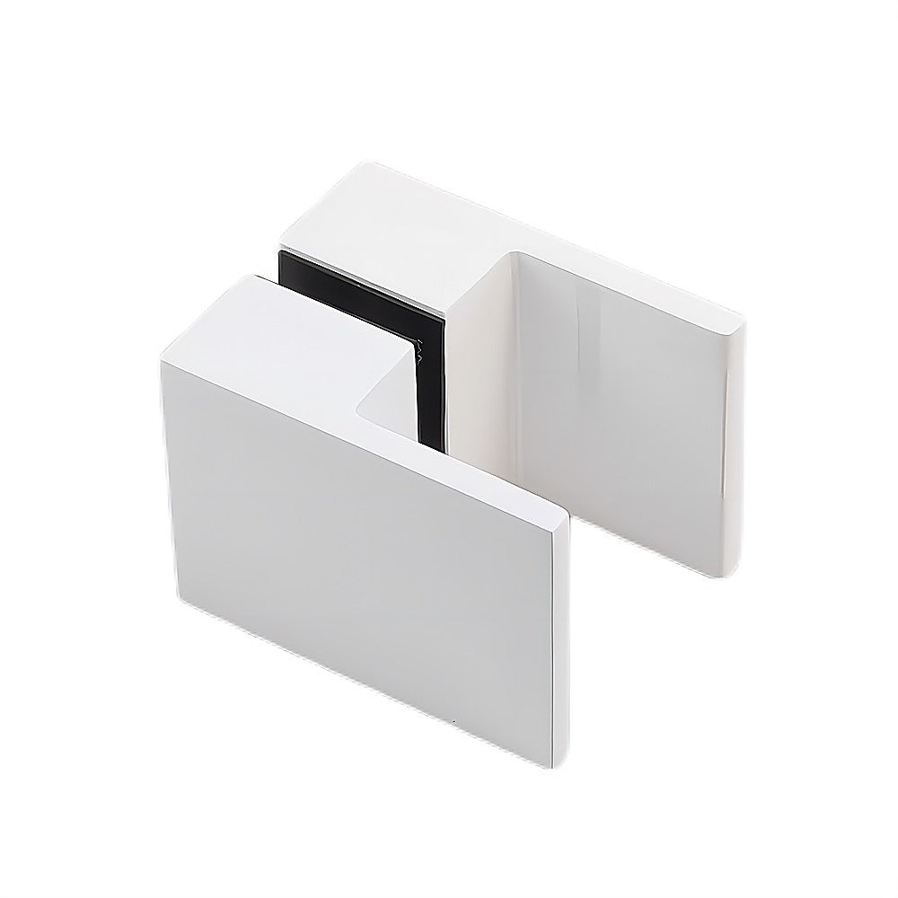 100cm Wall-to-Wall Frameless Shower Screen – White F-Brackets with SS Hinges & Square Double Pull Handle
