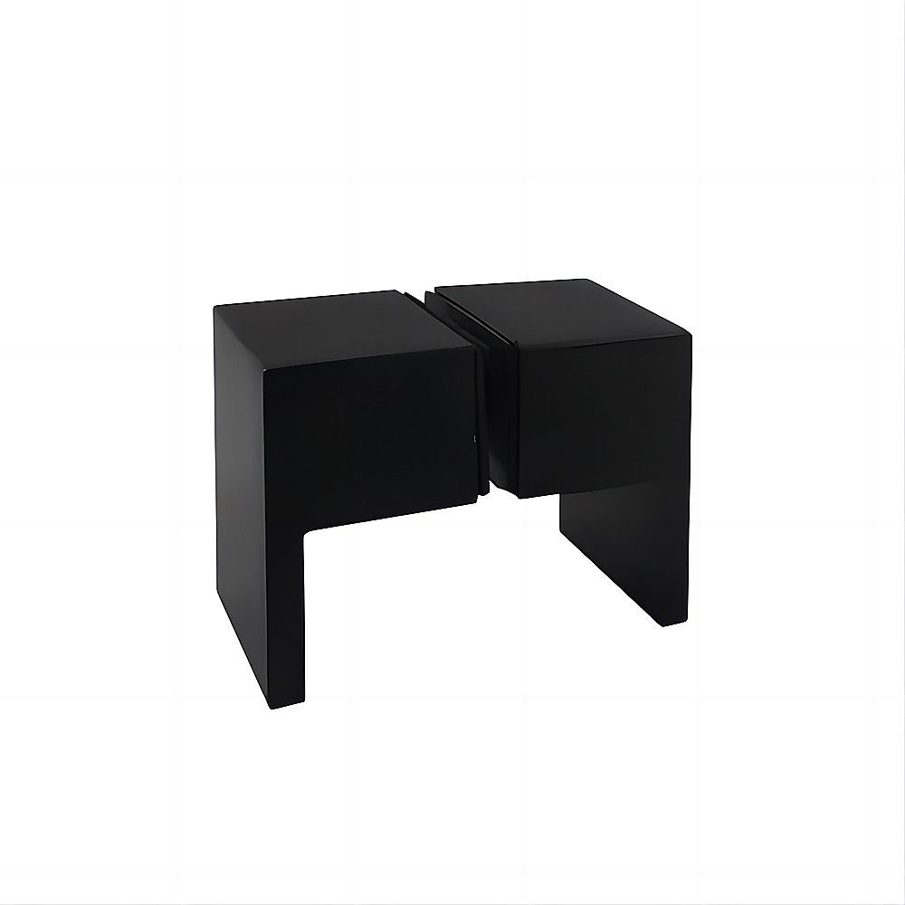 Black SS hinge set for frameless shower screen with square double pull handle