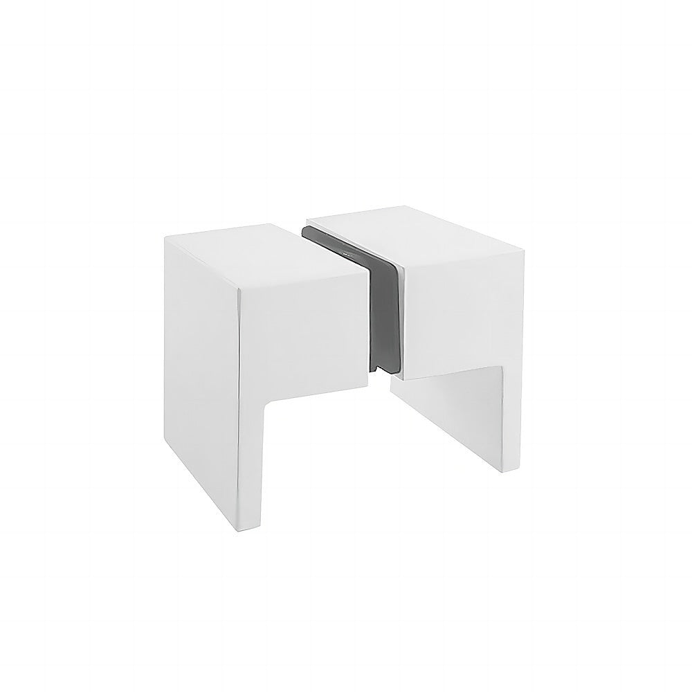 120cm Wall-to-Wall Frameless Shower Screen – White U-Brackets with SS Hinges & Square Double Pull Handle