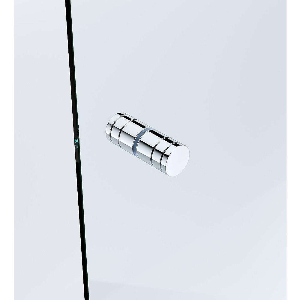 120cm Frameless Wall-to-Wall Shower Screen with Chrome Wall U-Brackets, Brass Hinges & Round Knob Handle